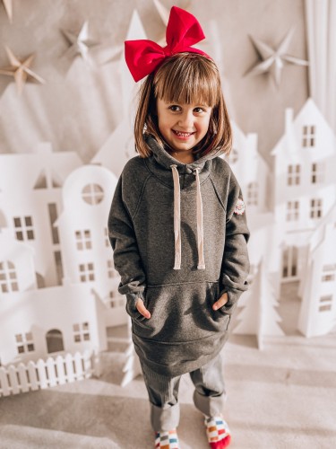 Bluza Hoodie Long Grey Warm