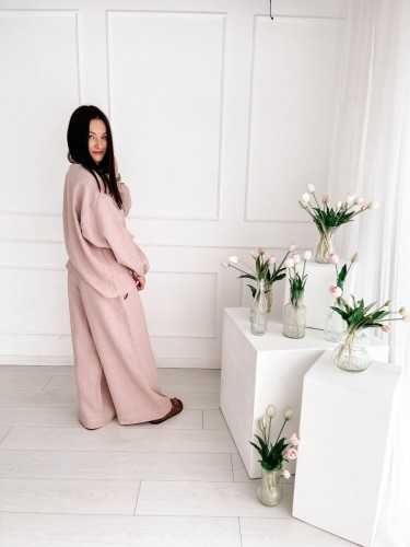 Spodnie Culotte Linen Blush Pink