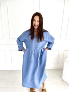 Sukienka Maxi Linen Blue Sky