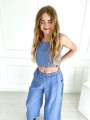 Spodnie Culotte Linen Blue Sky