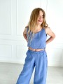 Spodnie Culotte Linen Blue Sky