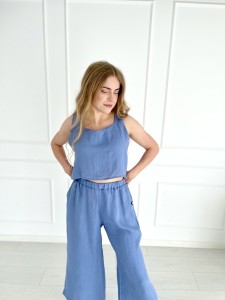 Spodnie Culotte Linen Blue Sky 