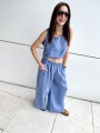 Spodnie Culotte Linen Blue Sky