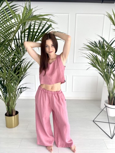Spodnie Culotte Linen Pink