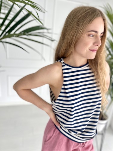 Top Navy Stripes