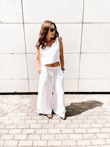 Spodnie Culotte Linen White