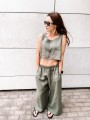 Spodnie Culotte Linen Khaki