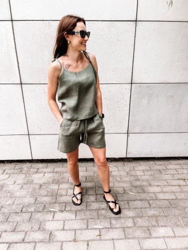 Szorty Linen Khaki